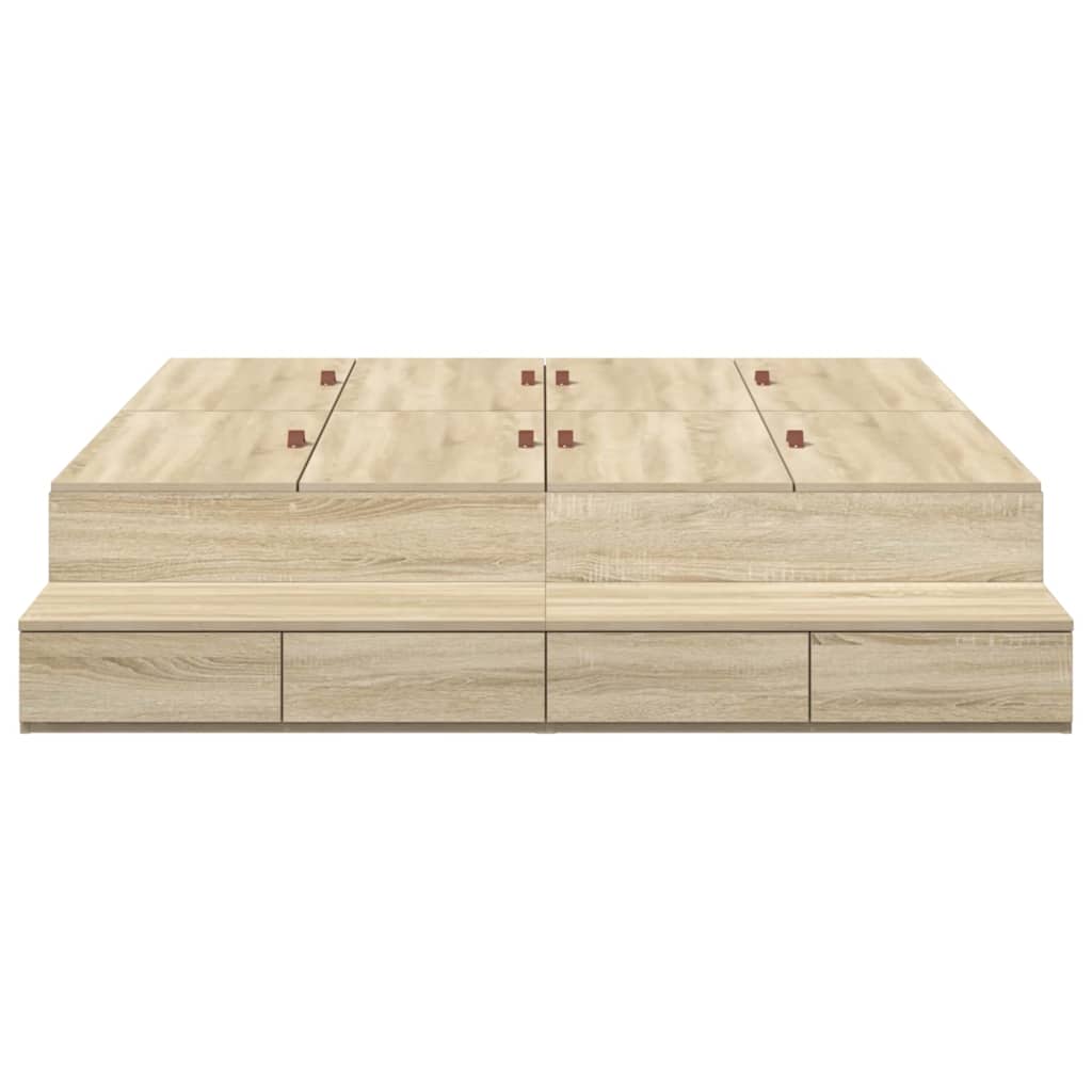 Aufbewahrungsbettgestell Sonoma-Eiche 135 cm Holzwerkstoff