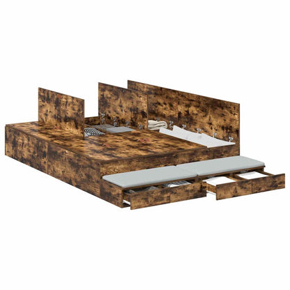 Aufbewahrungsbettgestell Geräucherte Eiche 135 cm Holzwerkstoff