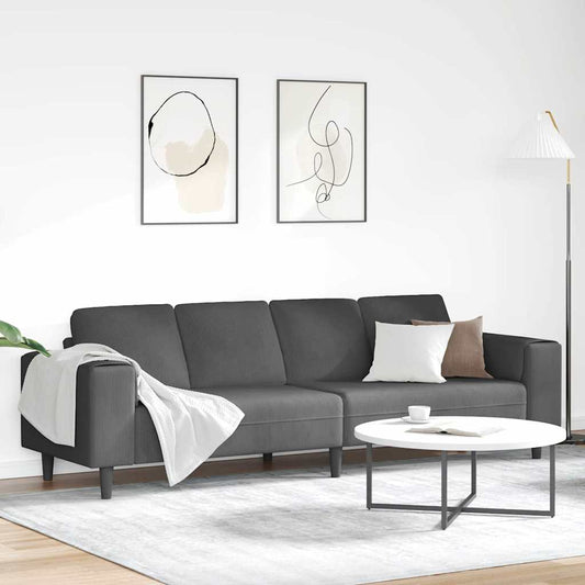 Stoffsofa mit Kissen Dunkelgrau Cordstoff