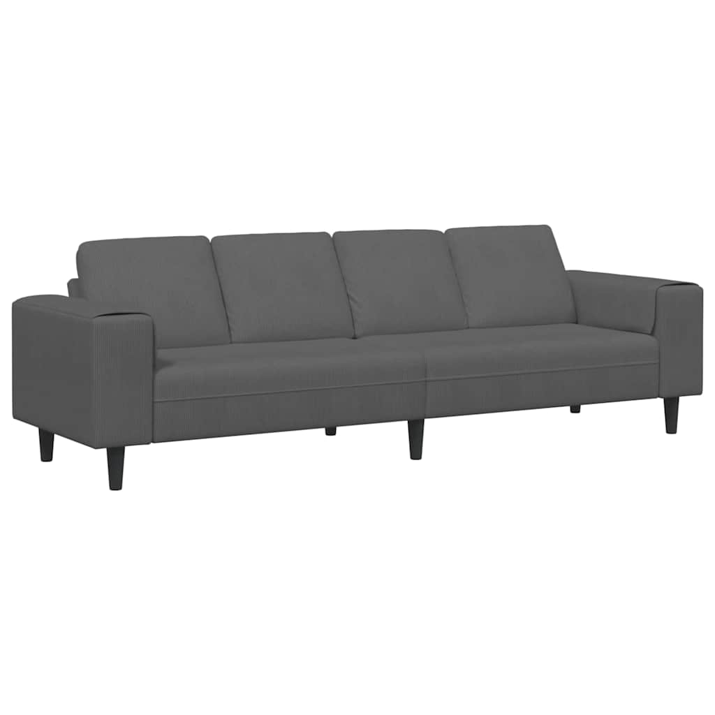 Stoffsofa mit Kissen Dunkelgrau Cordstoff