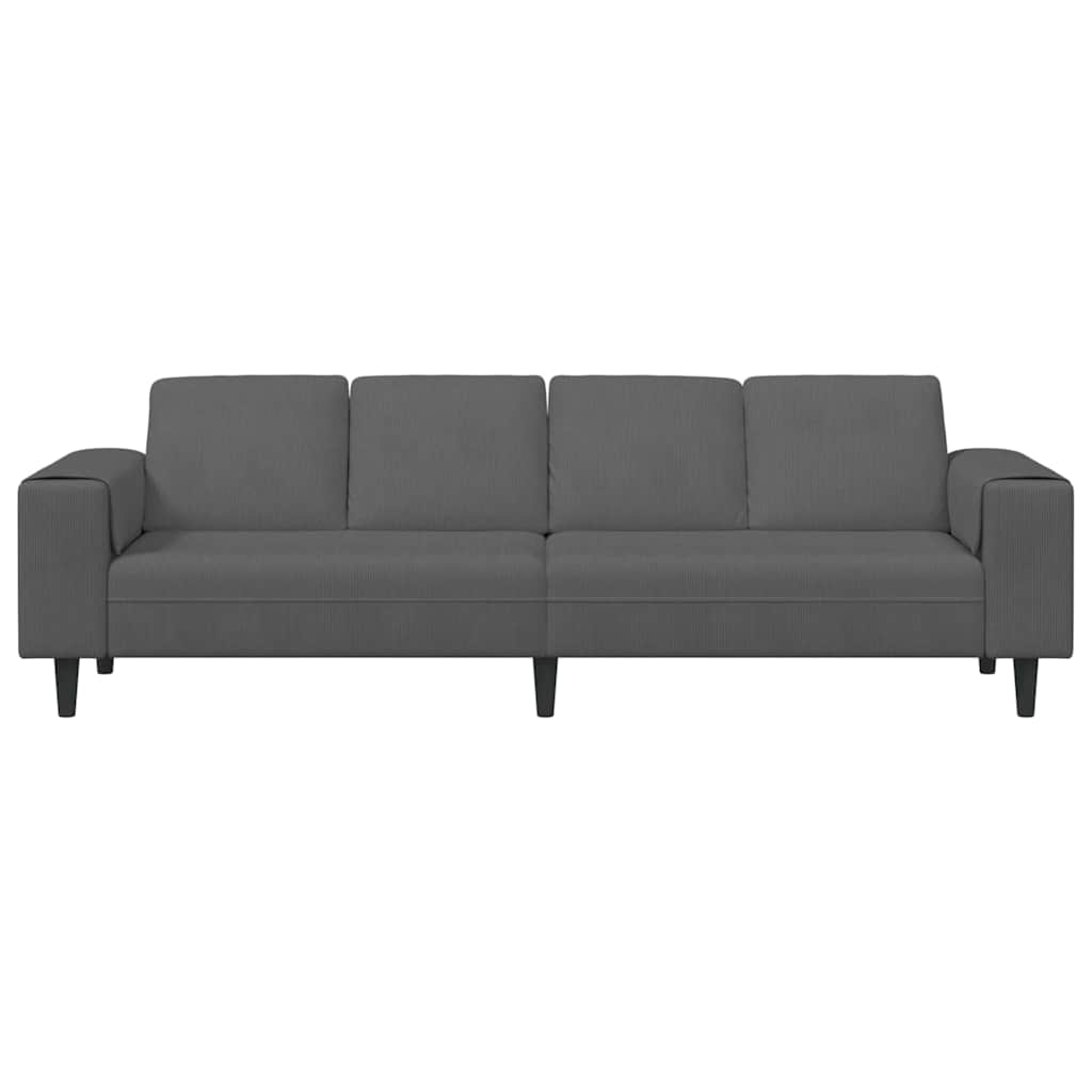 Stoffsofa mit Kissen Dunkelgrau Cordstoff