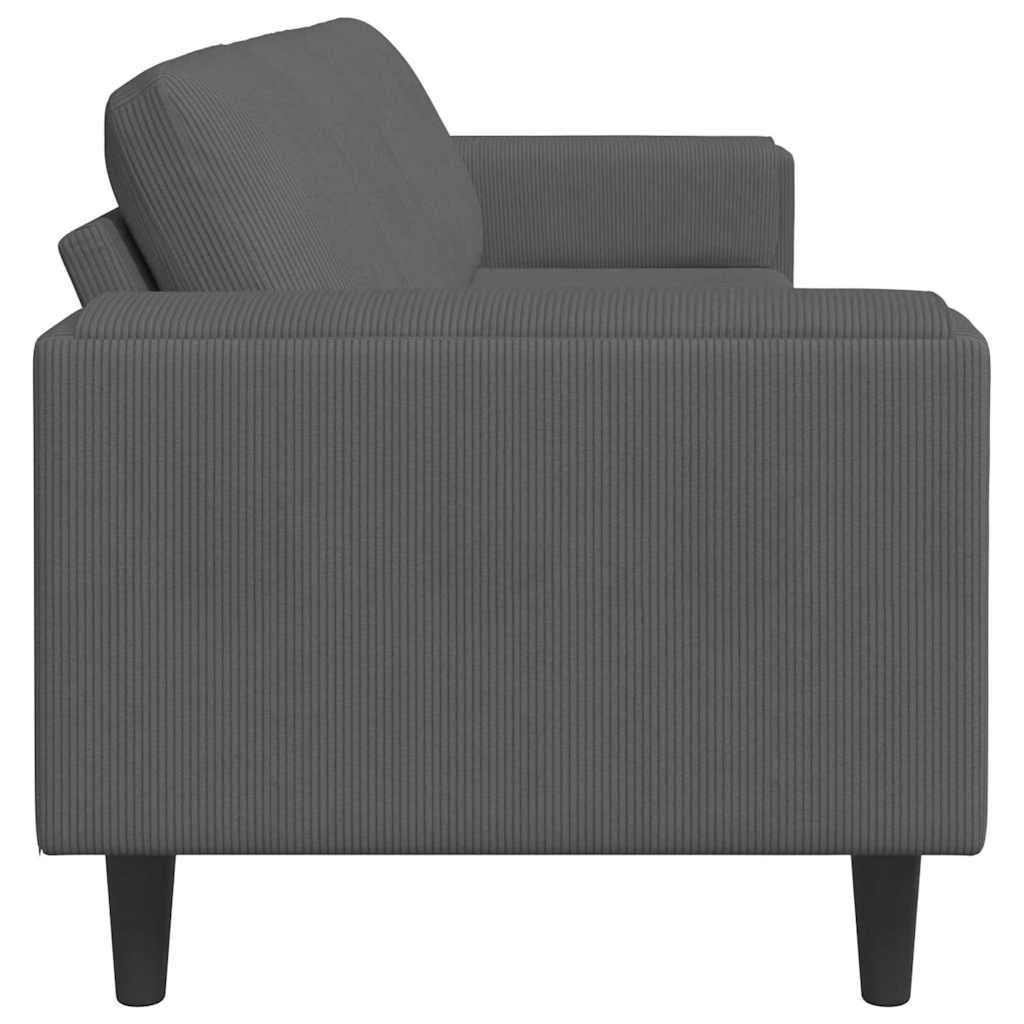 Stoffsofa mit Kissen Dunkelgrau Cordstoff