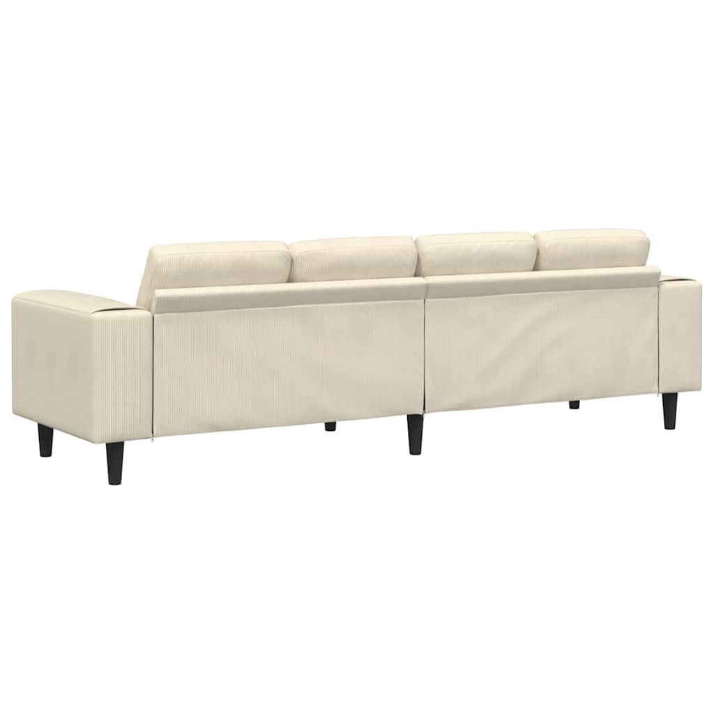 Stoffsofa mit Kissen Creme 208 cm Cordstoff