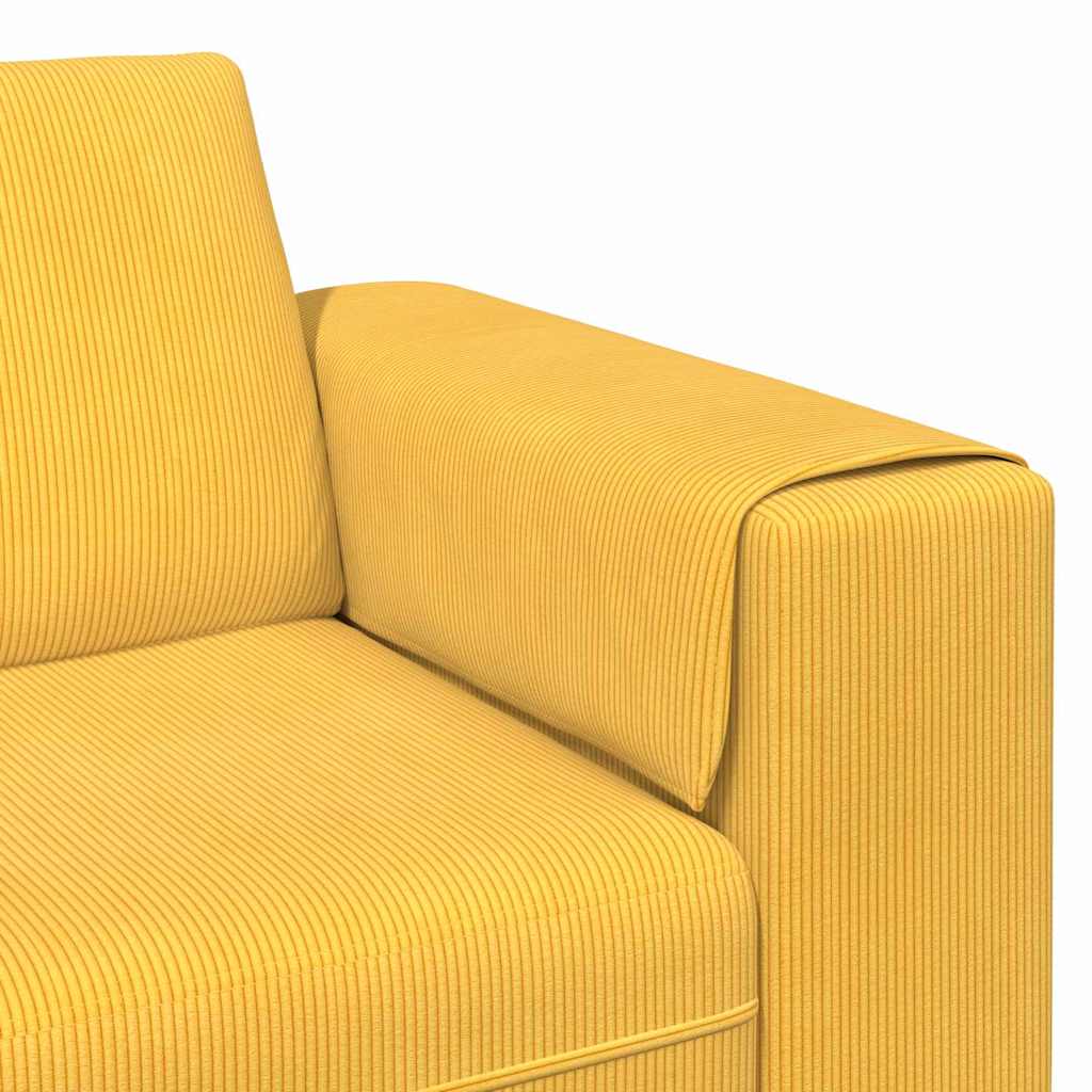 Stoffsofa mit Kissen Helles Gelb Cordstoff