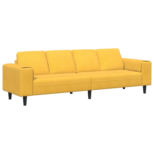 Stoffsofa mit Kissen Helles Gelb Cordstoff