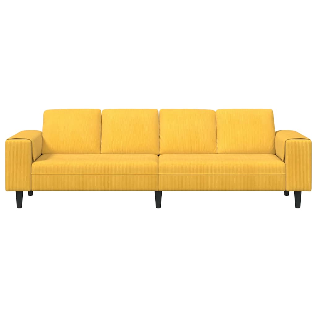 Stoffsofa mit Kissen Helles Gelb Cordstoff