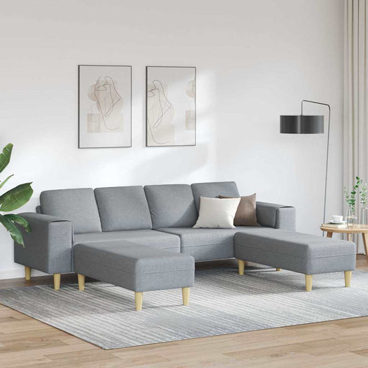 Sofa Set 3 pcs Hellgrau Stoff