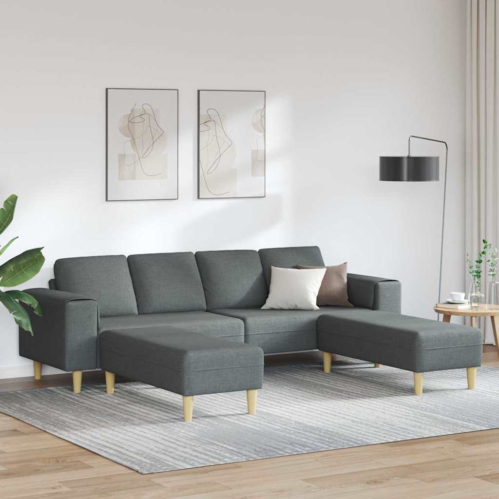 Sofa Set 3 pcs Dunkelgrau Stoff