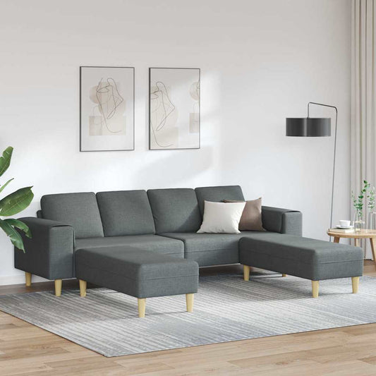 Sofa Set 3 pcs Dunkelgrau Stoff