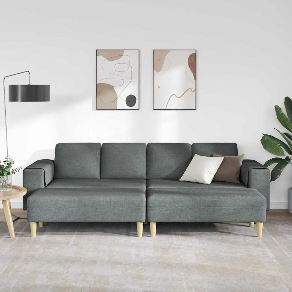 Sofa Set 3 pcs Dunkelgrau Stoff