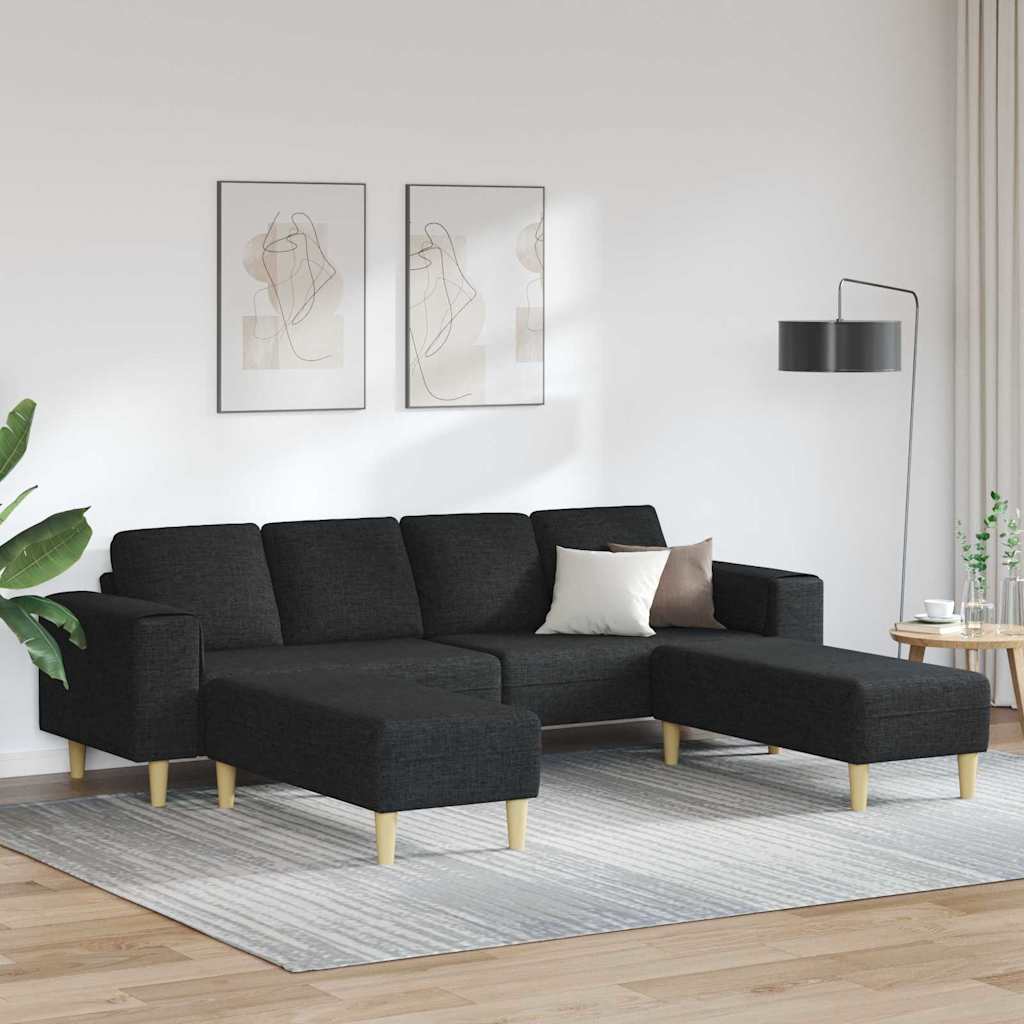 Sofa Set 3 pcs Schwarz Stoff