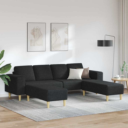 Sofa Set 3 pcs Schwarz Stoff