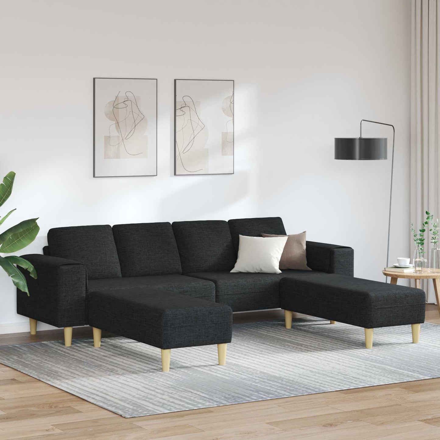 Sofa Set Schwarz Stoff