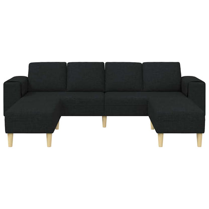 Sofa Set 3 pcs Schwarz Stoff