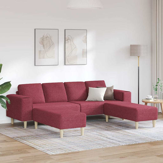 Sofa Set 3 pcs Weinrot Stoff
