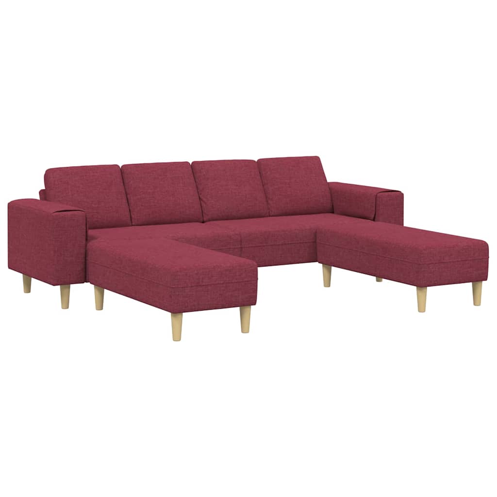 Sofa Set 3 pcs Weinrot Stoff