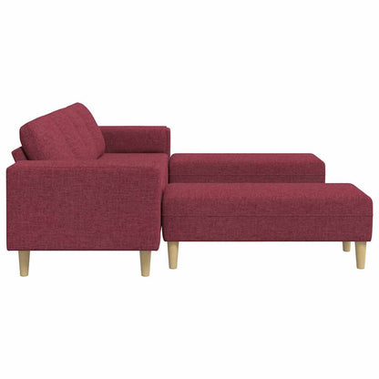 Sofa Set 3 pcs Weinrot Stoff