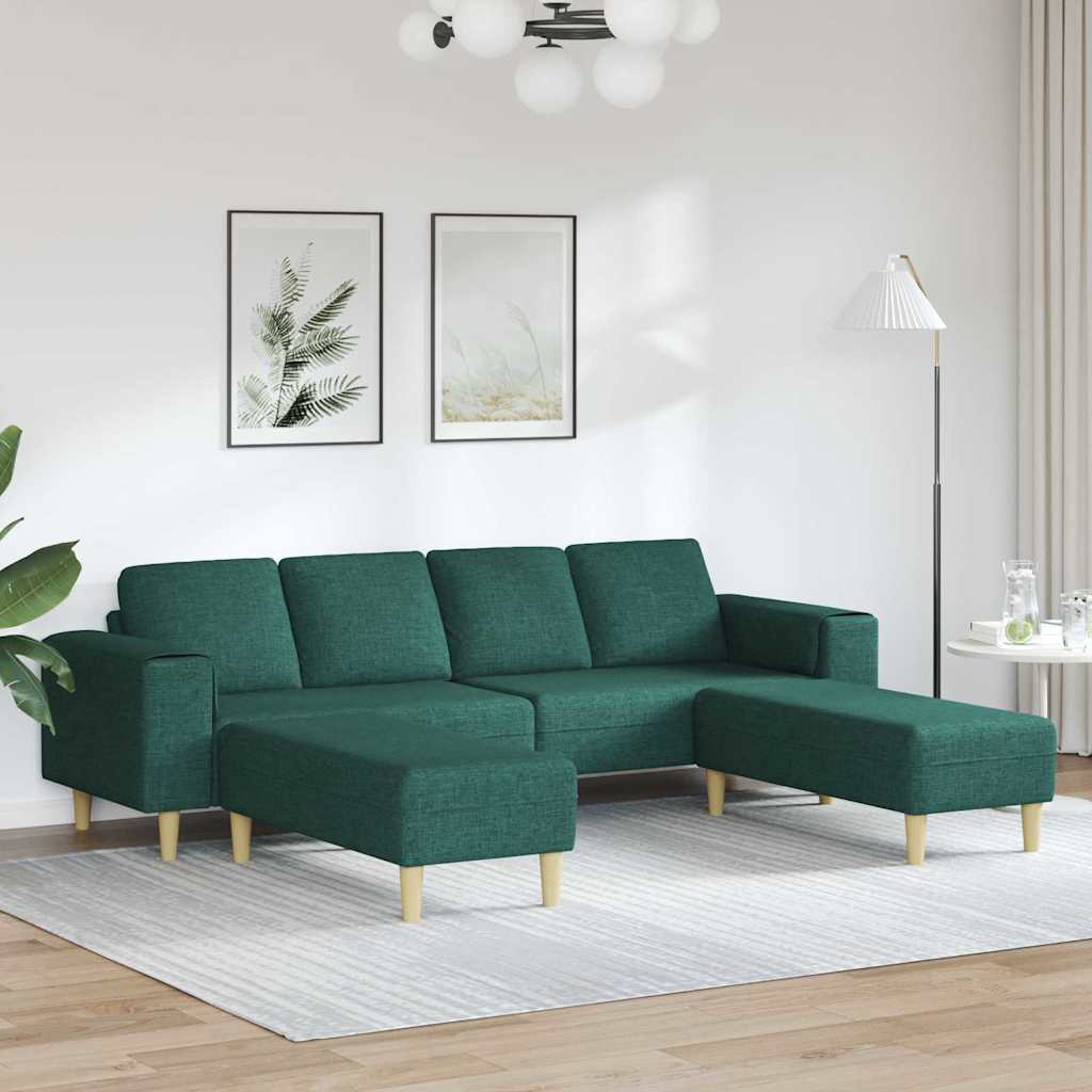 Sofa Set 3 pcs Dunkelgrün Stoff