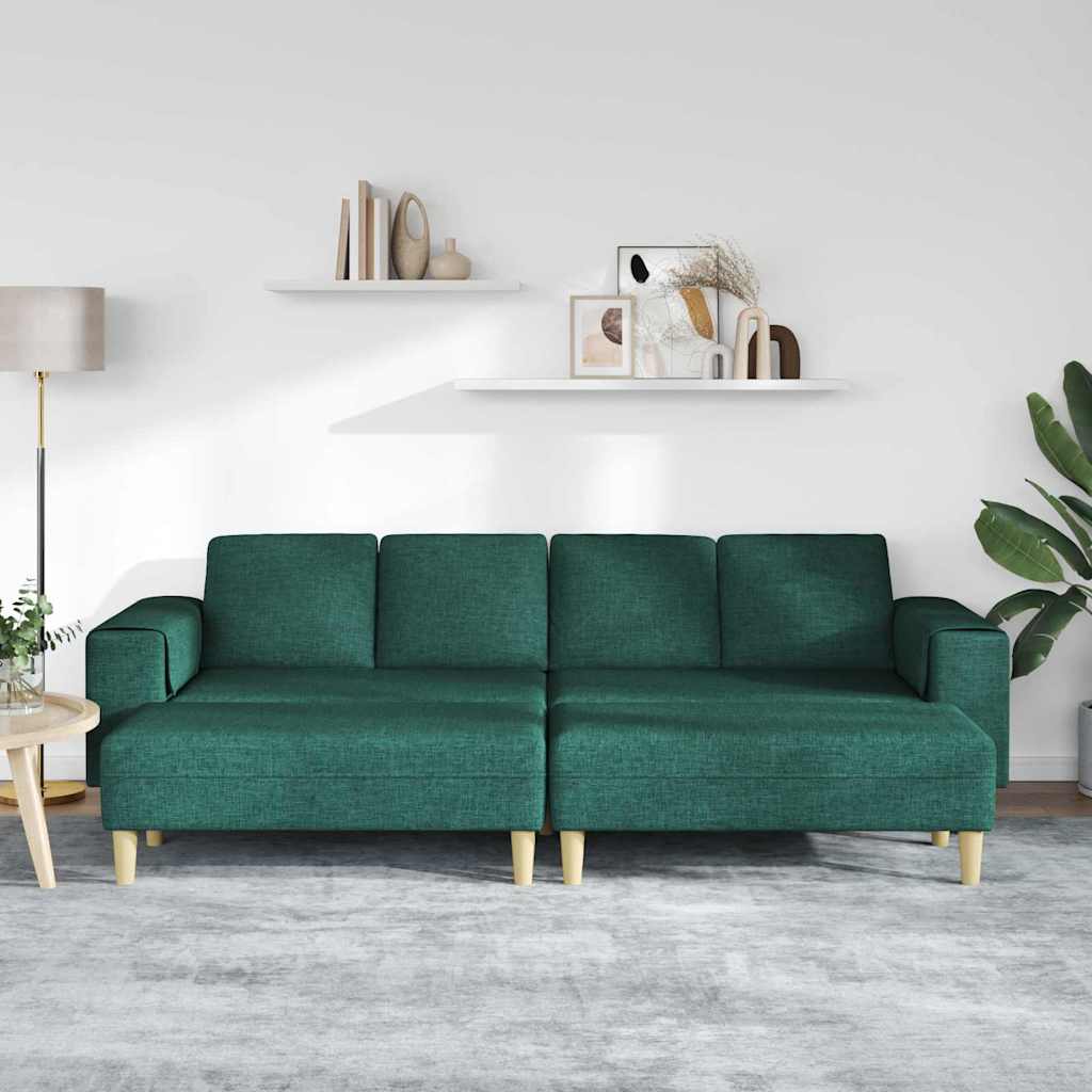 Sofa Set 3 pcs Dunkelgrün Stoff