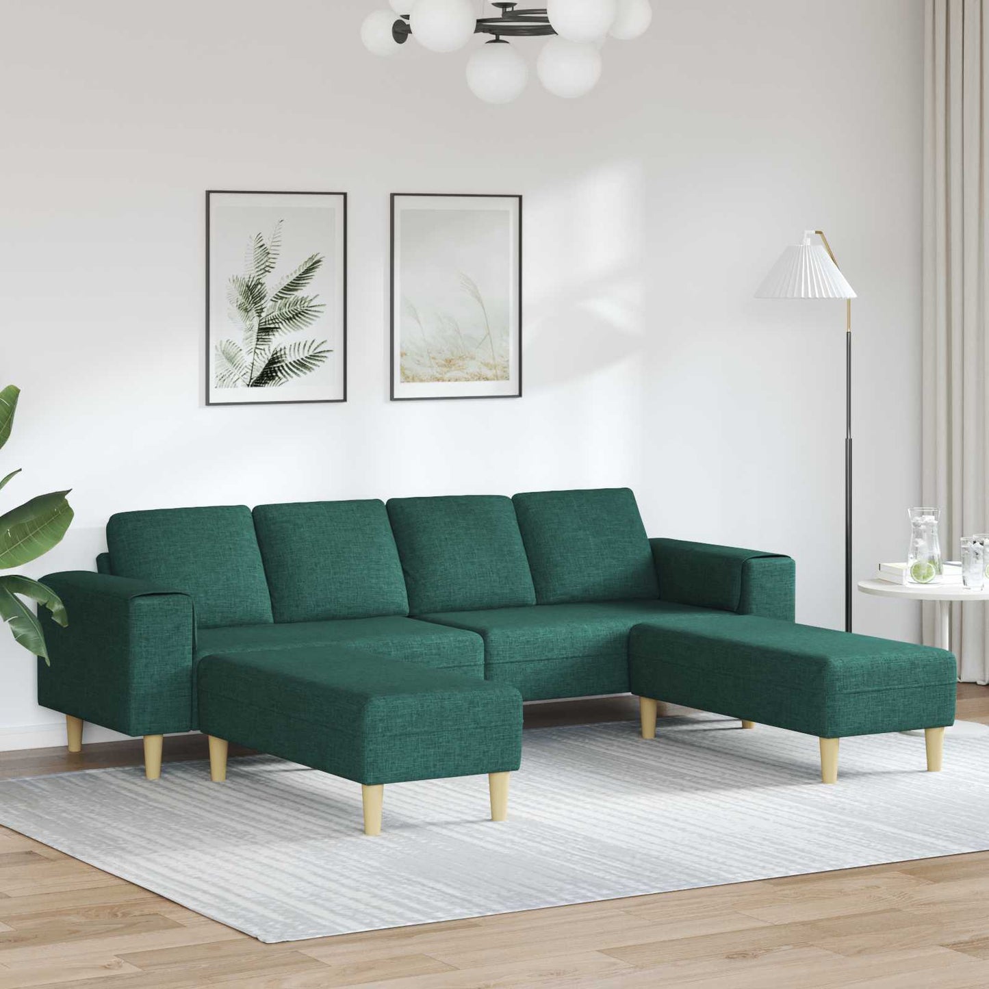Sofa Set Dunkelgrün Stoff