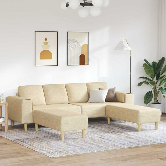Sofa Set 3 pcs Creme Stoff