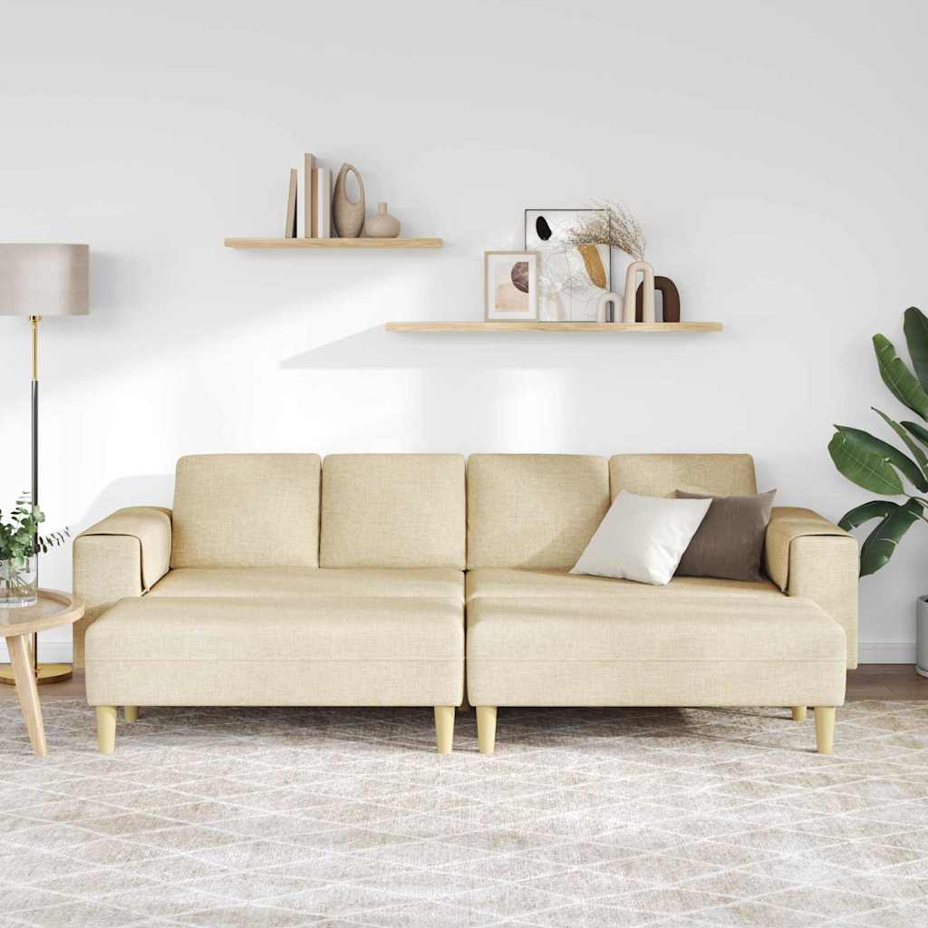 Sofa Set 3 pcs Creme Stoff