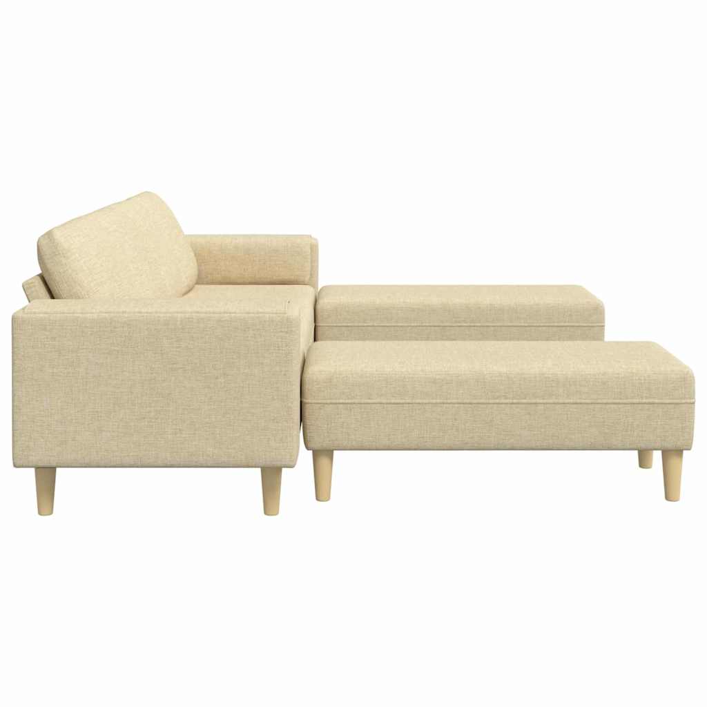 Sofa Set 3 pcs Creme Stoff