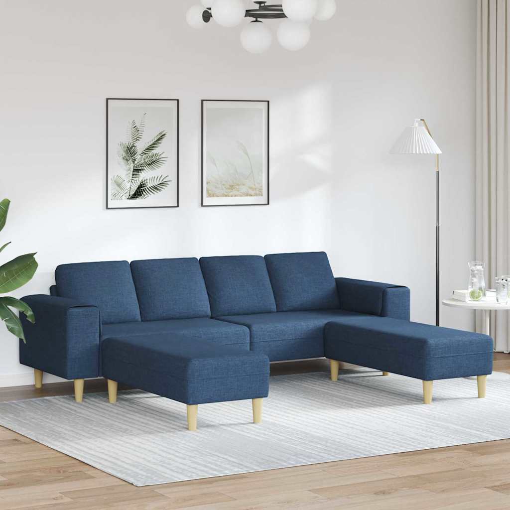 Sofa Set 3 pcs Blau Stoff