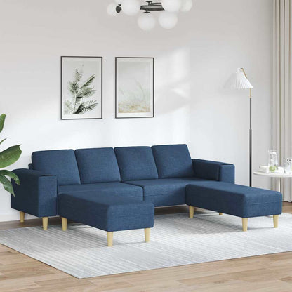 Sofa Set 3 pcs Blau Stoff