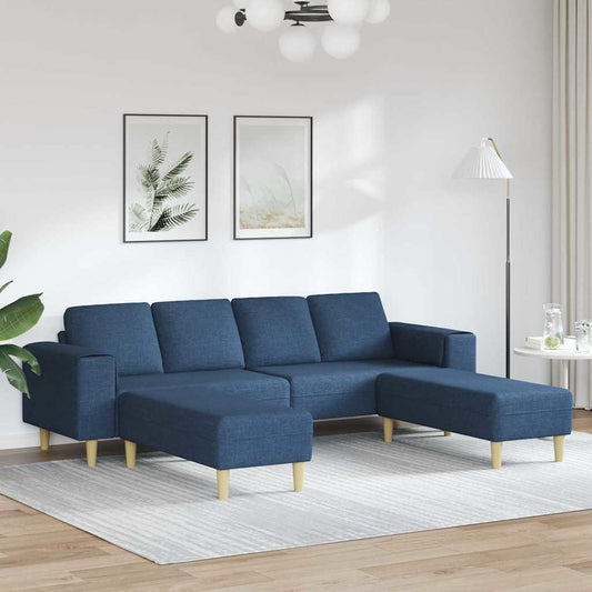 Sofa Set 3 pcs Blau Stoff
