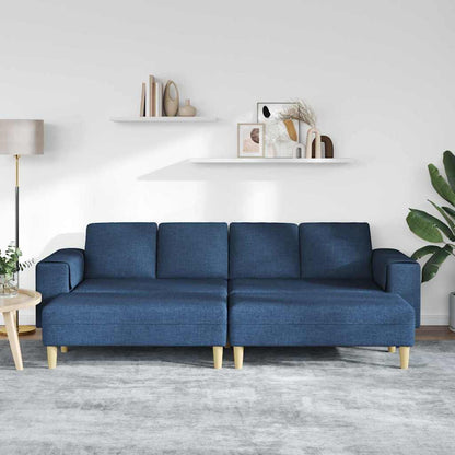 Sofa Set 3 pcs Blau Stoff