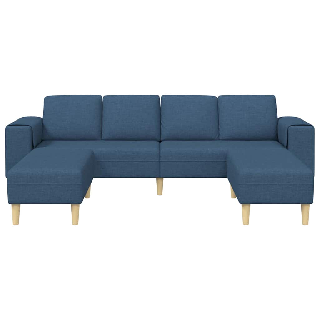 Sofa Set 3 pcs Blau Stoff