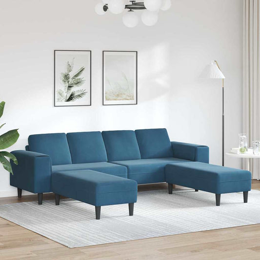 Sofa Set 3 pcs Blau Samt