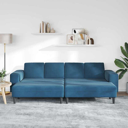 Sofa Set 3 pcs Blau Samt