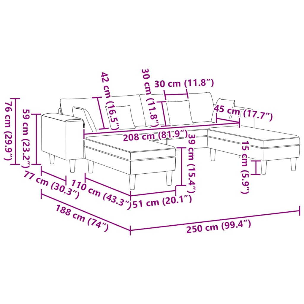 Sofa Set 3 pcs Blau Samt