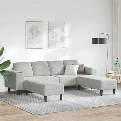 Sofa Set 3 pcs Hellgrau Samt
