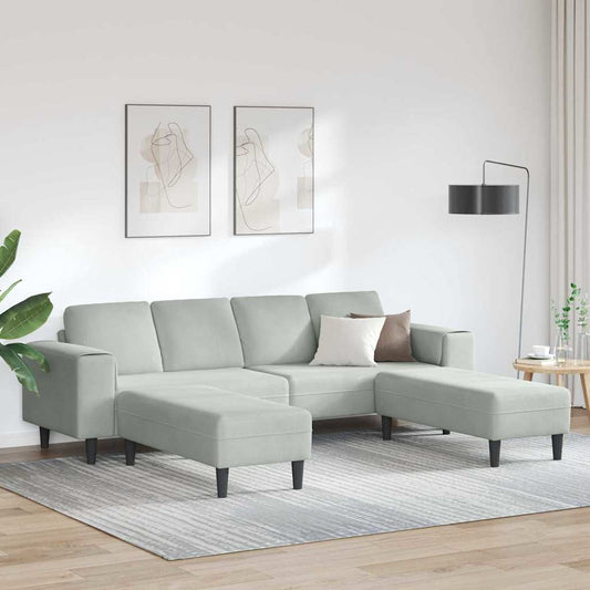 Sofa Set 3 pcs Hellgrau Samt