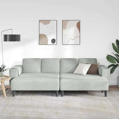 Sofa Set 3 pcs Hellgrau Samt