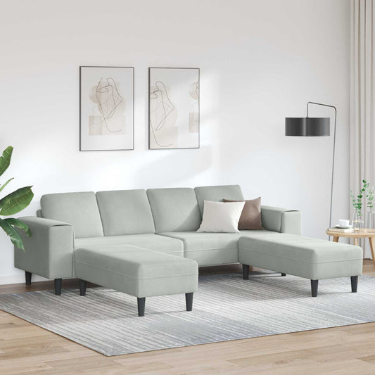 Sofa Set Hellgrau Samt