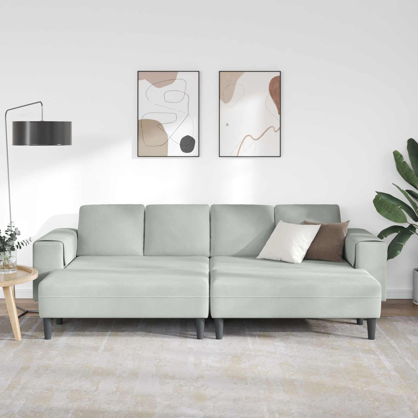 Sofa Set Hellgrau Samt