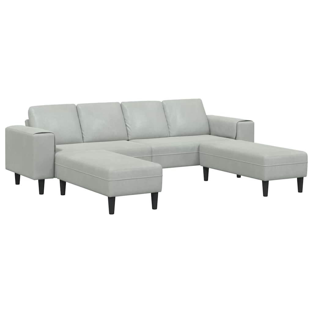 Sofa Set Hellgrau Samt