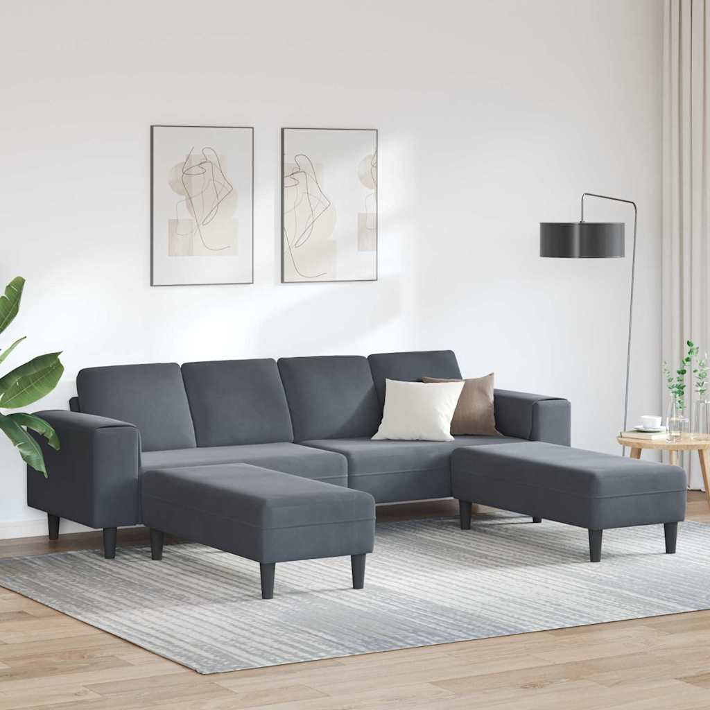 Sofa Set 3 pcs Dunkelgrau Samt