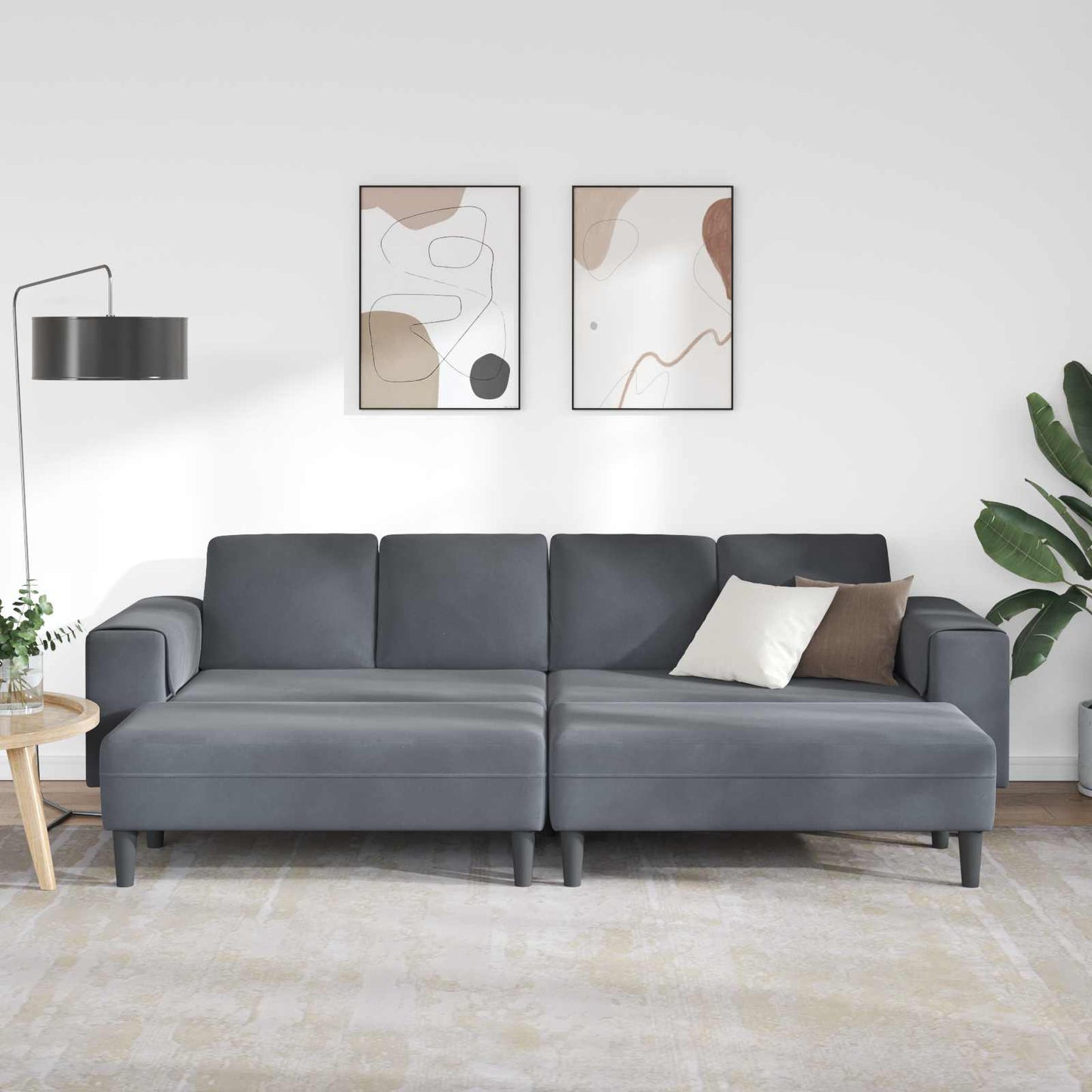 Sofa Set Dunkelgrau Samt