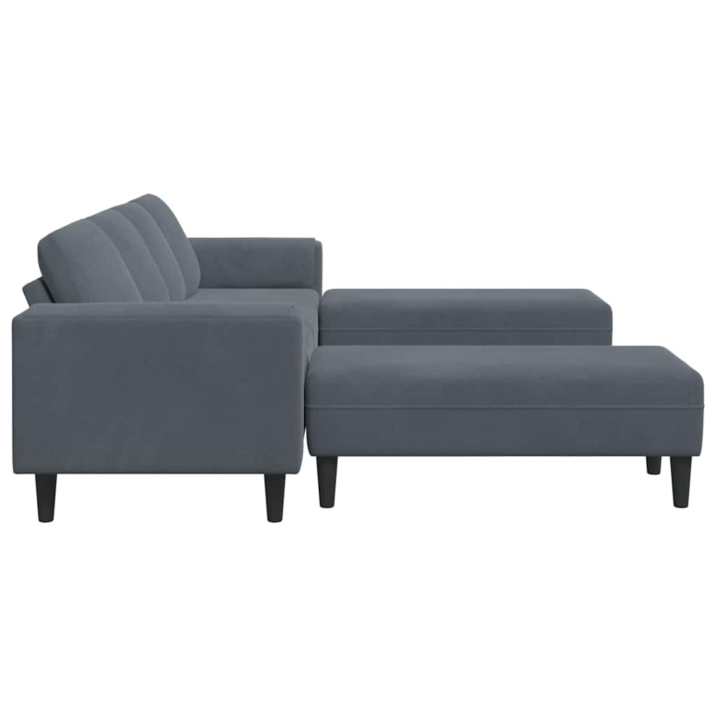 Sofa Set Dunkelgrau Samt