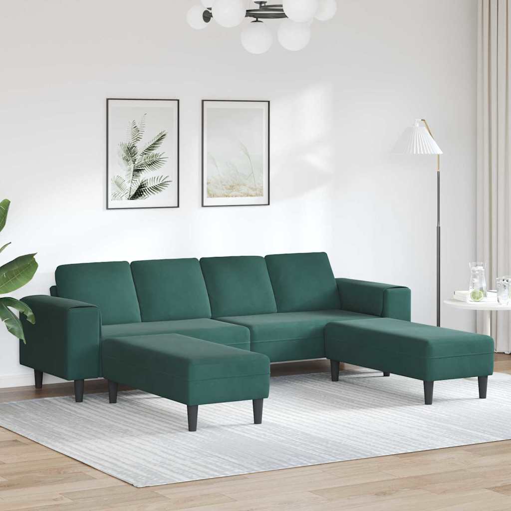 Sofa Set 3 pcs Dunkelgrün Samt