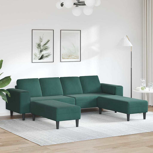 Sofa Set 3 pcs Dunkelgrün Samt