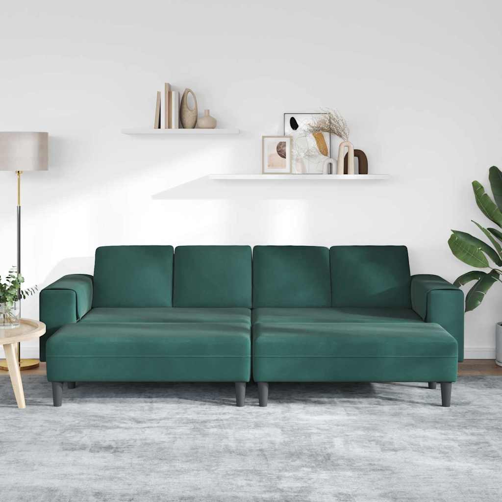 Sofa Set 3 pcs Dunkelgrün Samt