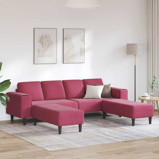 Sofa Set 3 pcs Weinrot Samt