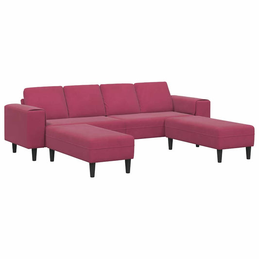 Sofa Set 3 pcs Weinrot Samt