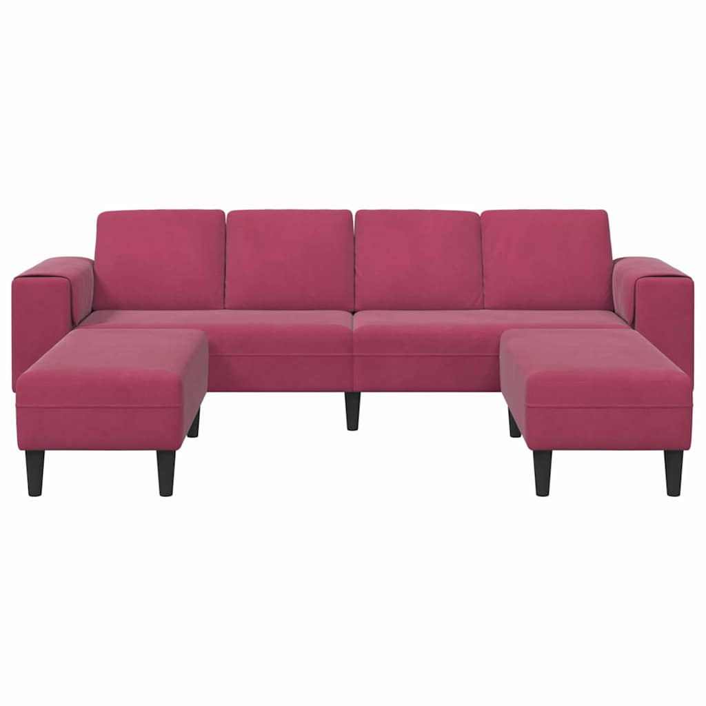 Sofa Set 3 pcs Weinrot Samt